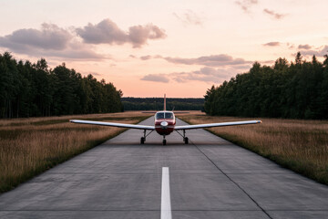 Fototapeta premium A red plane is sitting on a runway