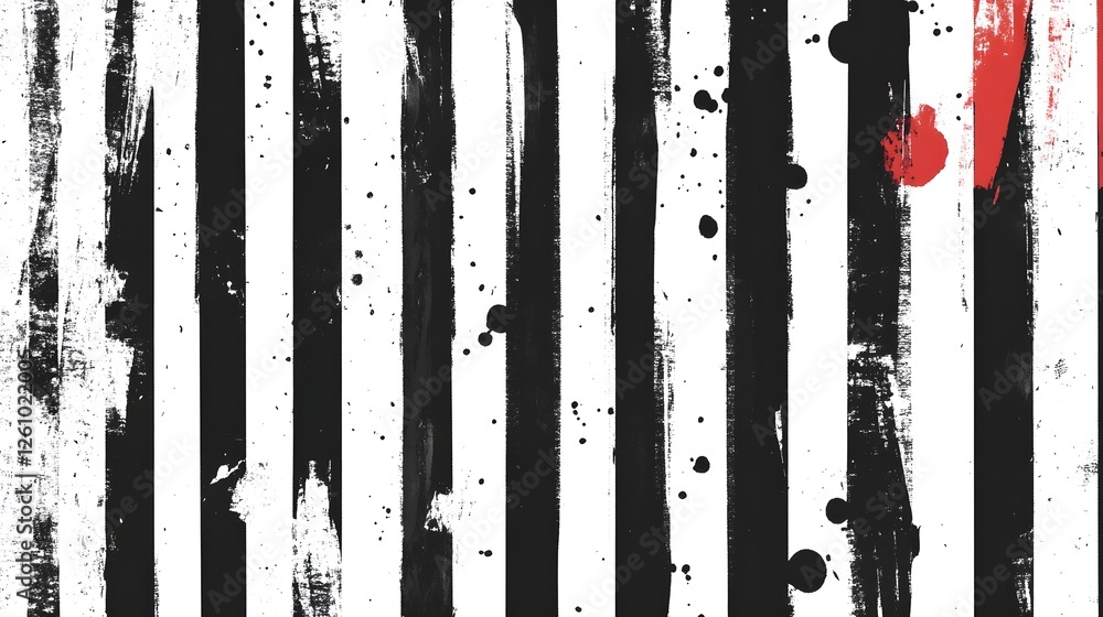 Aufkleber Intense abstract grunge background with bold black and white paint splatters dramatic brush strokes and a pop of vibrant red for a moody visceral and experimental aesthetic