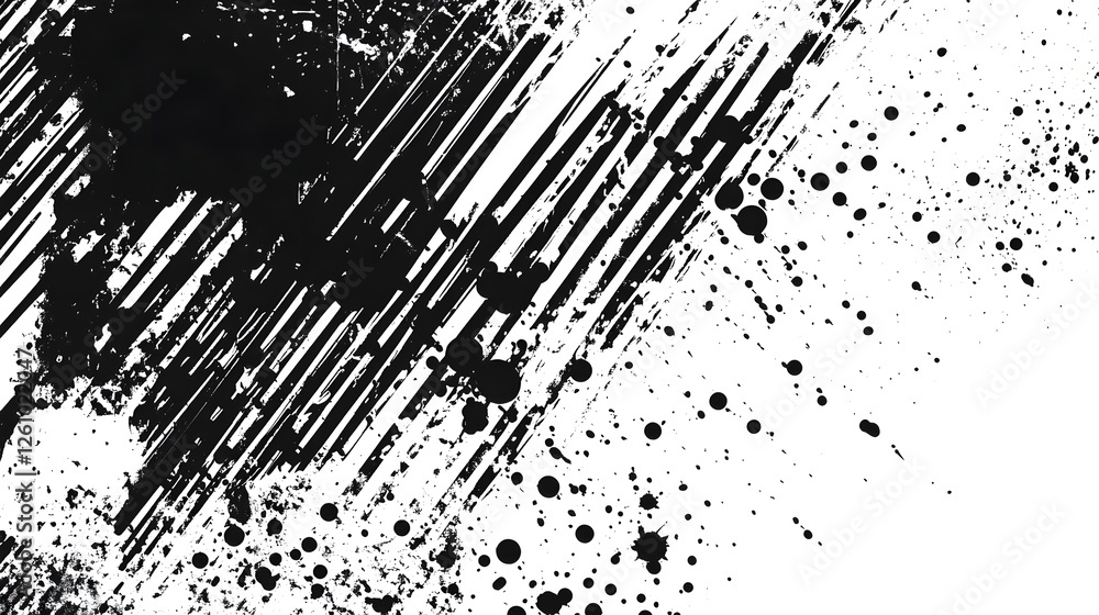 Poster Intense abstract monochrome splash and splatter art texture background with powerful dynamic energy impact and dramatic chaos  Striking black and white graphic design element