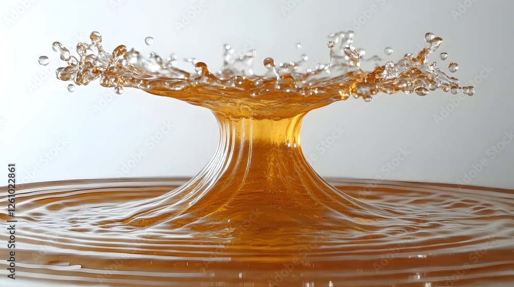 Poster Magnificent liquid splash creating captivating swirls and curves in a vibrant orange hue showcasing the dynamic and fluid nature of water with its mesmerizing flow and motion