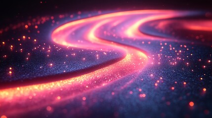 Abstract Glittering Swirls of Pink and Orange Light