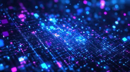 Obraz premium Abstract digital data flow; glowing network; technology background; website banner