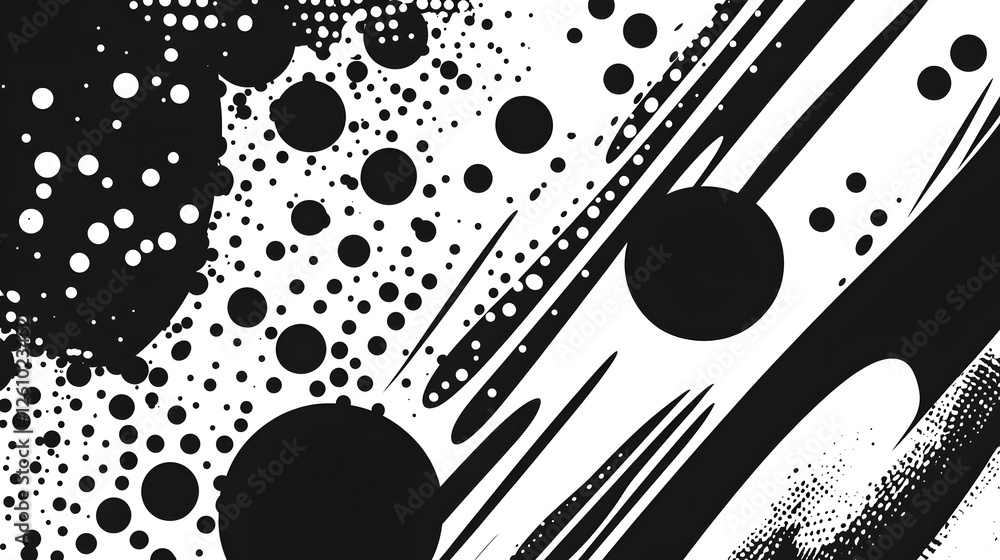 Poster Mesmerizing abstract background featuring dynamic fluid motion geometric shapes and a swirl of monochrome particles creating a visually striking and captivating design