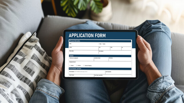 Online application form for brisk registration on the internet website