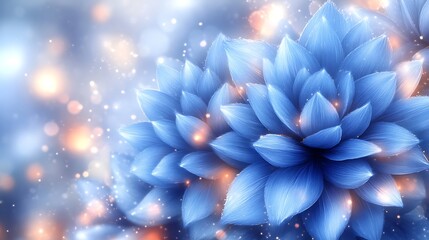 Glowing Blue Flowers Illuminated By Soft Light
