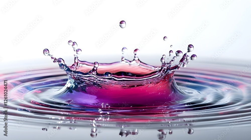 Poster Mesmerizing image showcasing the dynamic and colorful interplay of water droplets ripples and reflections creating a visually striking and captivating abstract composition