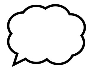 吹き出し　もこもこ　白　黒縁　ベクター　単体