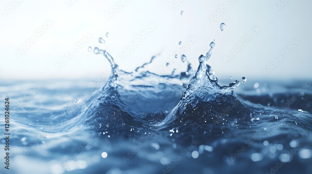 Poster Mesmerizing Splash of Pristine Water Capturing the Essence of Nature s Fluidity   A captivating image of a water droplet creating a dynamic and visually stunning splash