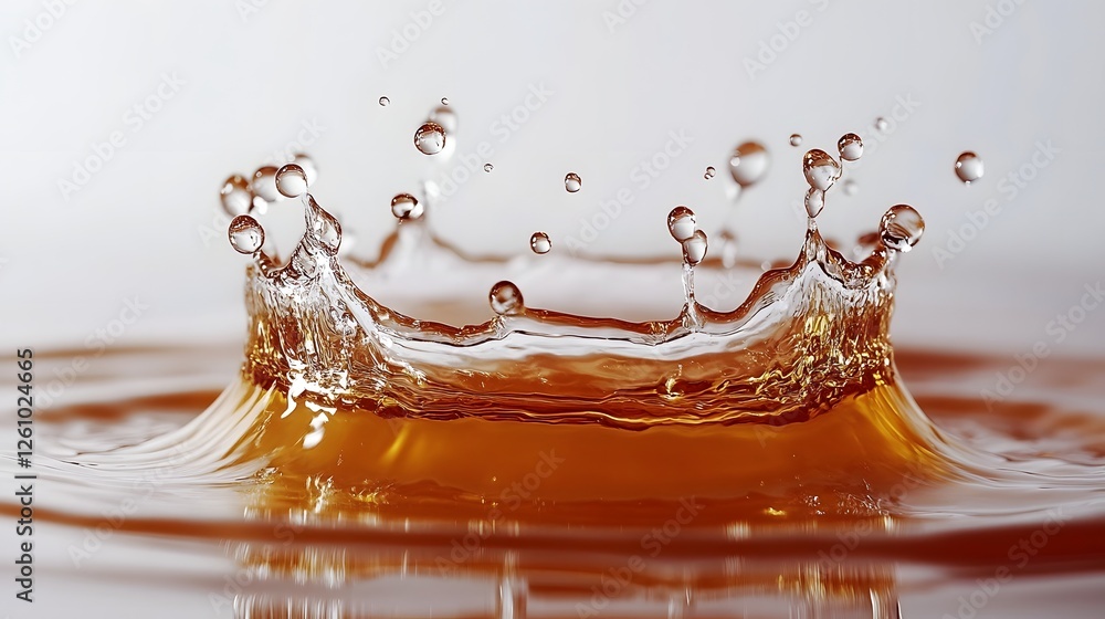 Poster Mesmerizing splash of vibrant amber liquid  capturing the essence of nature s beauty and fluidity  This abstract  minimalist image showcases the dynamic movement and transparency of the fluid