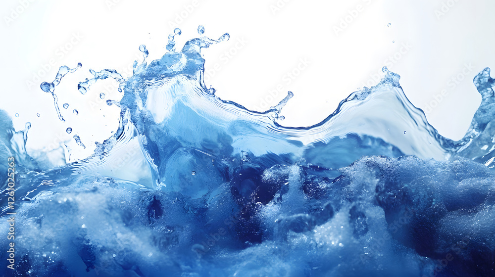 Aufkleber Powerful and dynamic blue water splash with cascading movement energetic flow and refreshing transparent liquid textures  Abstract environmental background with natural aquatic elements and patterns
