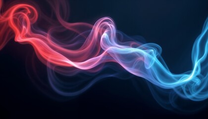 Fototapeta premium Abstract red and blue smoke waves on a dark background