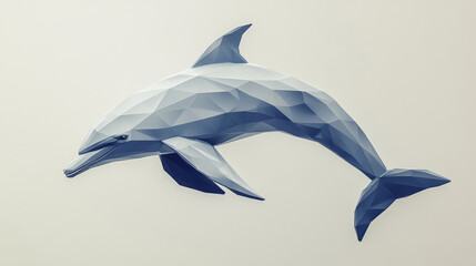 Fototapeta premium Polygonal dolphin with sleek angular facets resembling paper art