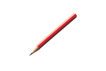 A red pencil with a sharpened tip, isolated on a white background, showcasing the classic design and vibrant color for artistic needs.