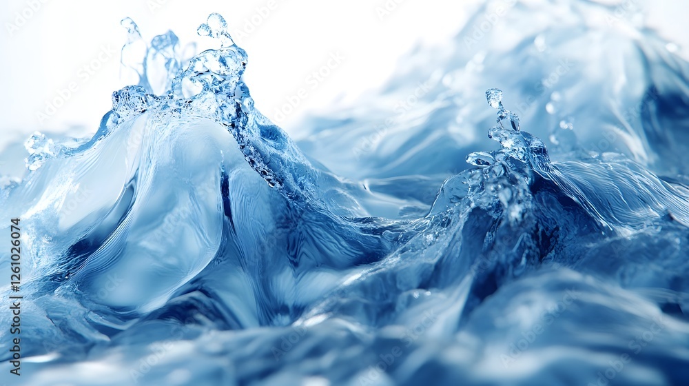 Aufkleber powerful blue liquid splashing with energetic movement and dynamic waves chaotic water flow turbulen