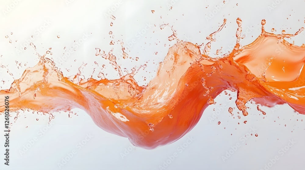 Aufkleber Powerful dynamic and vibrant abstract digital art background featuring an intense splash of orange and red liquid in motion creating a wave like energy and movement  The transparent