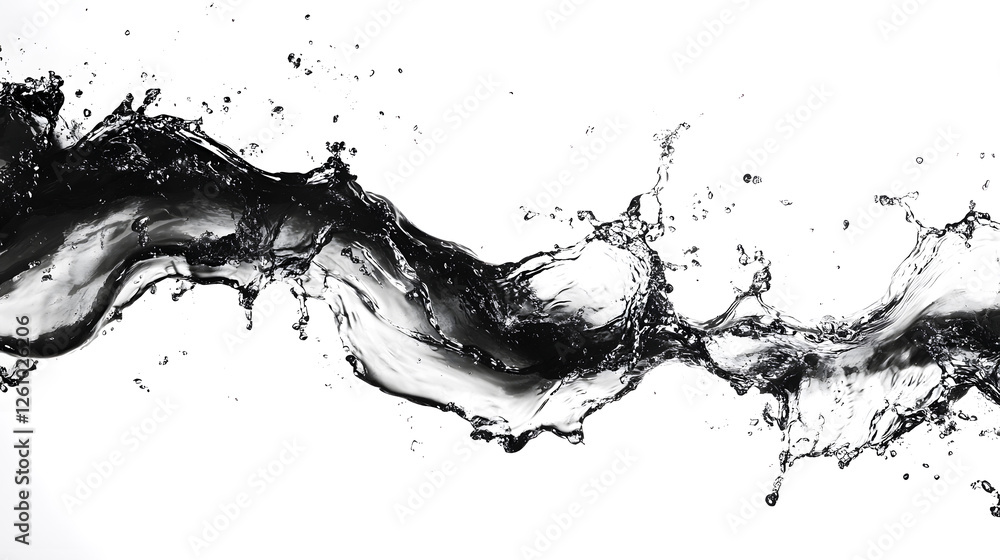 Aufkleber powerful monochromatic water splash in motion showcasing the dynamic and fluid nature of water with 
