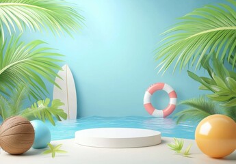 Obraz premium Tropical Summer Product Display Podium