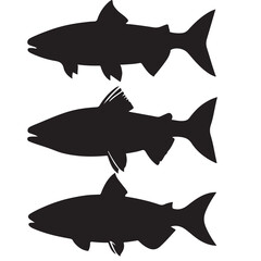 Silhouette of arctic char fish stock illustration, Fish vector illustration.