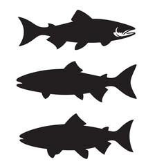 Silhouette of arctic char fish stock illustration, Fish vector illustration.