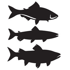 Silhouette of arctic char fish stock illustration, Fish vector illustration.