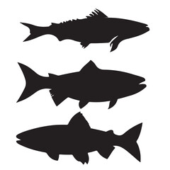 Silhouette of arctic char fish stock illustration, Fish vector illustration.