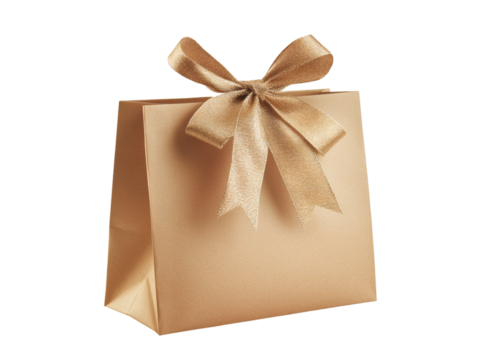 A gift bag with a bow isolated on transparent background