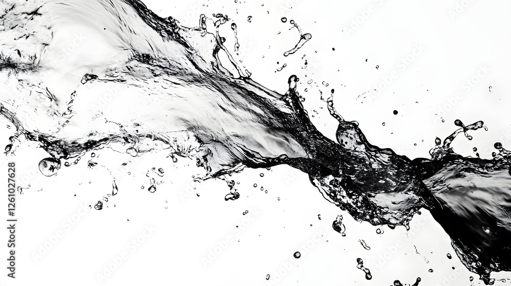 Poster Powerful water splash creating dynamic abstract motion and textured pattern background  Transparent splashing flowing and swirling liquid in high energy and force
