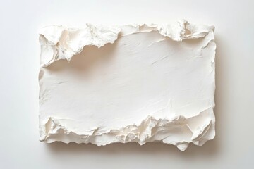Minimalist Design Showcasing a Piece of Torn Parchment Paper With Natural Edges on a White Background