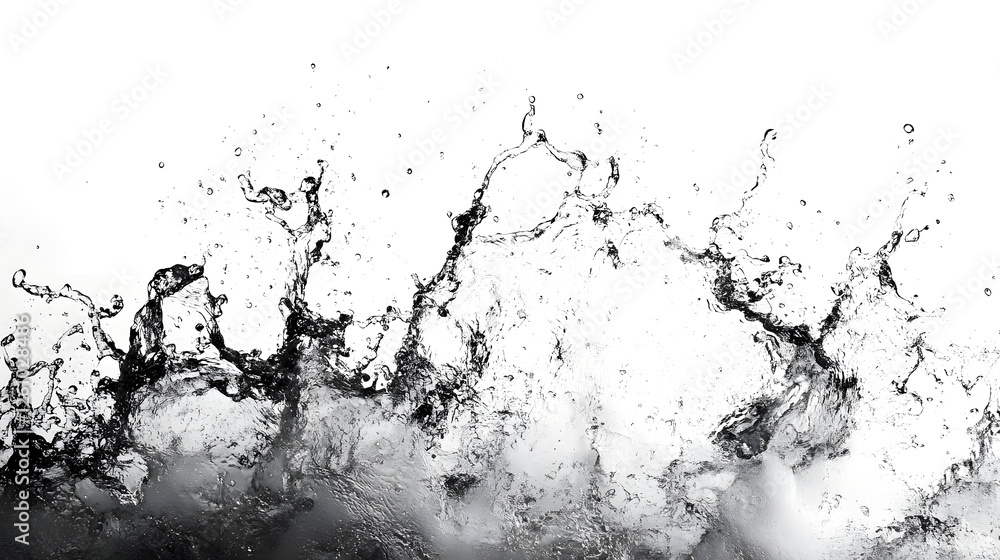 Leinwandbilder Powerful water splash with dynamic and energetic motion creating an abstract graphic monochrome background with high contrast and unique texture