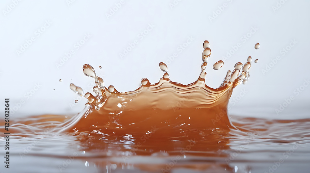 Poster Powerful water splash with dynamic fluid motion and transparent droplets floating in the air showcasing the natural energy and movement of liquid  The image has a clean