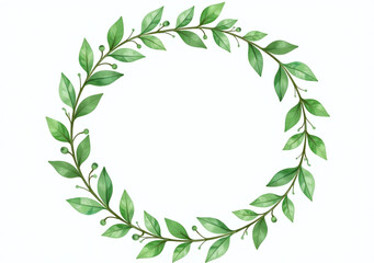 Obraz premium floral wreath made watercolor illustrations featuring green leaves vines eucalyptus foliage png