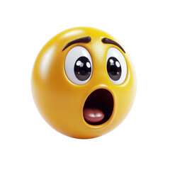 3D Render of a Surprised Yellow Emoticon with Wide Eyes and Open Mouth