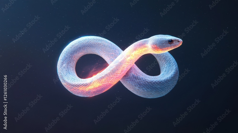 Poster serpentine shape of infinity: a coiled snake displaying endless movement and fluidity in stunning vi