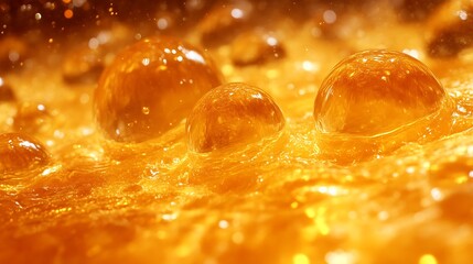 Golden Liquid Bubbles Abstract Background Texture