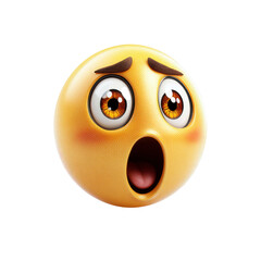 3D Render of a Shocked and Surprised Emoticon with Wide Eyes and Open Mouth