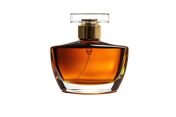 Elegant amber perfume bottle on a white background, capturing luxury and sophistication in fragrance design.