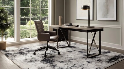 Modern Home Office Workspace with Desk and Chair
