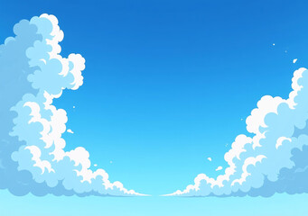 anime background features clean vector blue sky clouds stylized blue