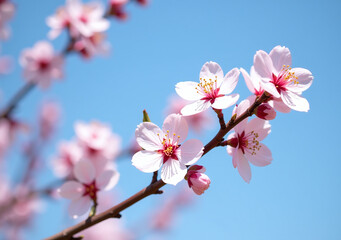 Obraz premium beautiful cherry blossoms bloom clear blue sky