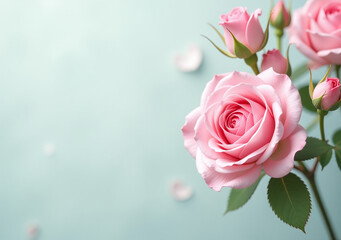 beautiful pink roses add romantic touch design realistic sakura flowers soft spa
