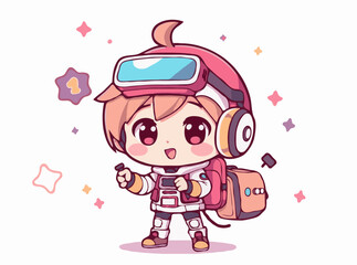 Virtual Reality Experience in Futuristic Technology Vector