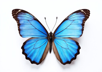 Fototapeta premium blue butterflies set clean white backdrop isolation
