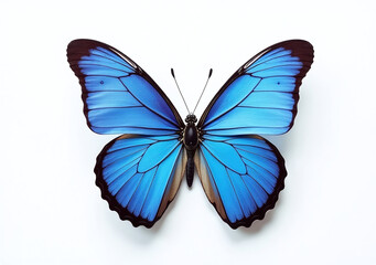blue butterflies set clean white backdrop isolation