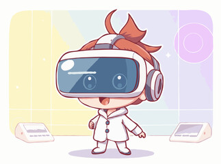 Virtual Reality Experience in Futuristic Technology Vector