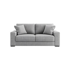 Modern Grey Fabric Sofa with Pillows - Front View