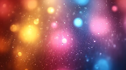 Abstract Colorful Lights Background With Water Droplets