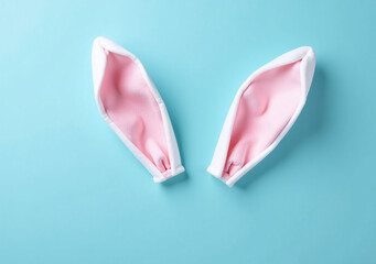 Fototapeta premium bunny ears blue background make happy easter