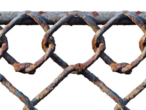 Chain link fence isolated on transparent background