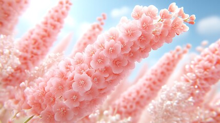 Delicate Pink Flowers Bloom Under a Bright Sky
