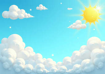 Fototapeta premium cartoon clouds borders decorate vector banners bright days warm climates summer spring weather forecasts
